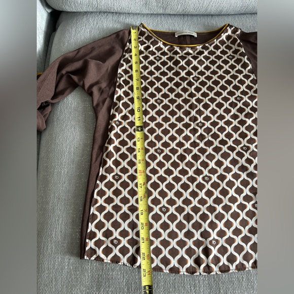 Purificacion Garcia Knit Brown Abstract Print Logo Preppy Blouse Top Size S - Picture 8 of 9